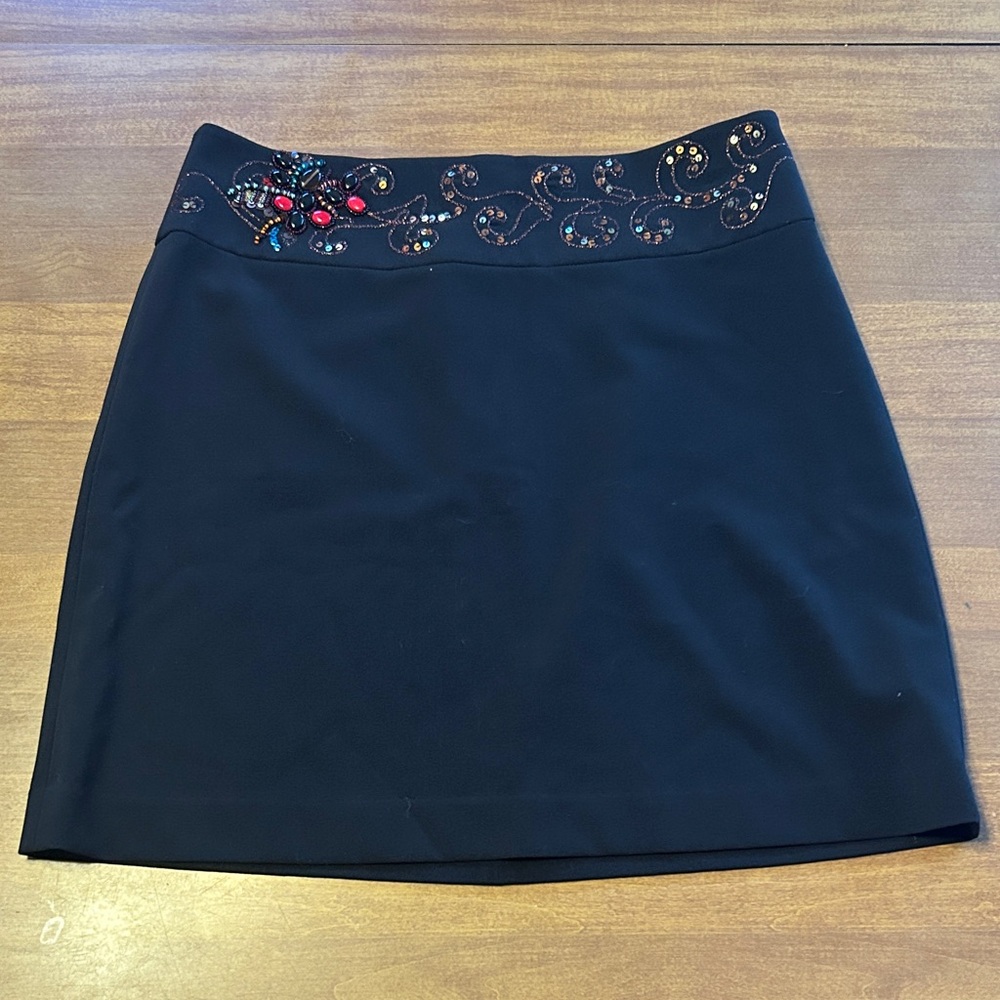 Cache Black Embellished Pencil Skirt- Vintage